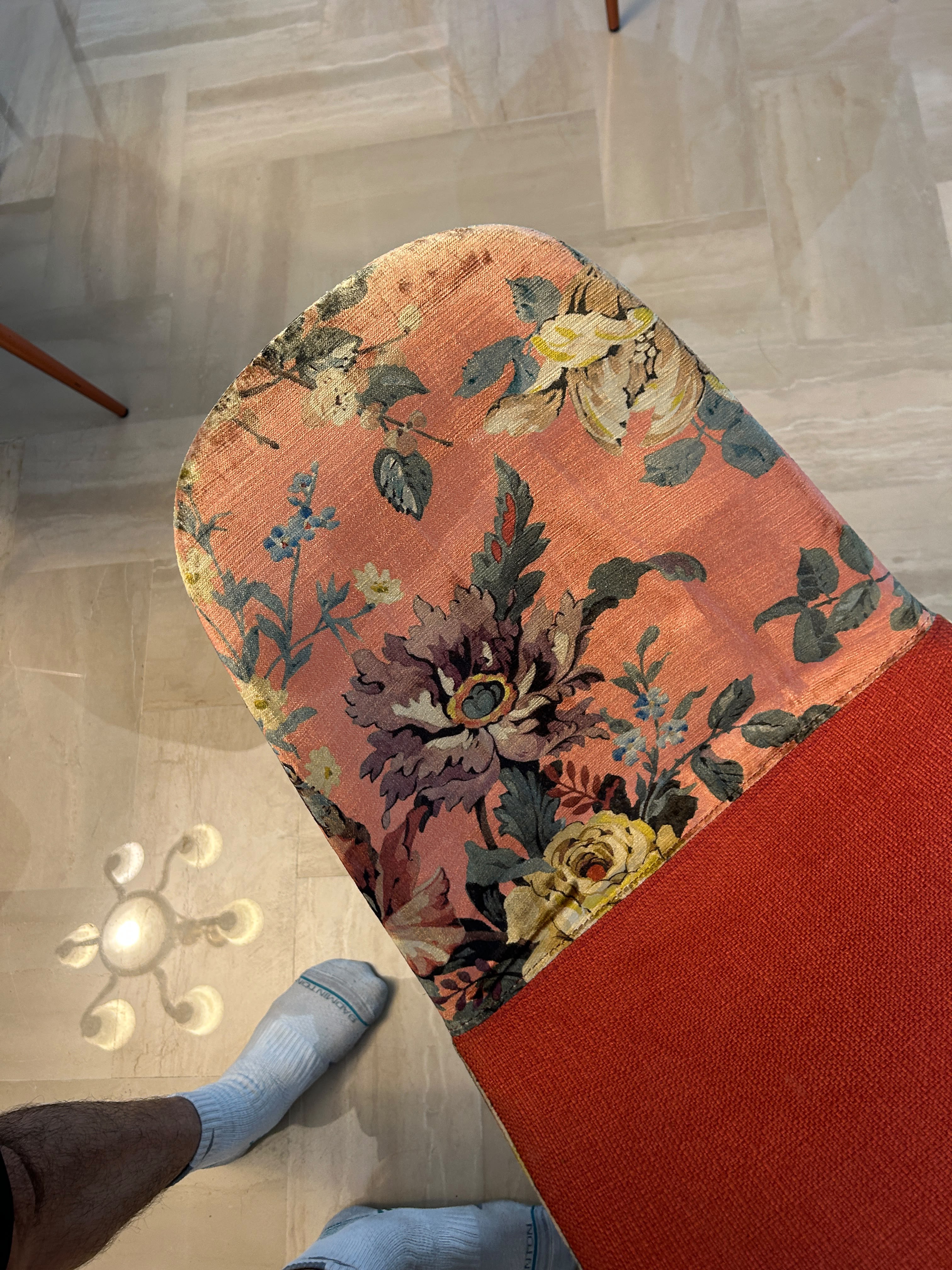 close-up of dining chair before