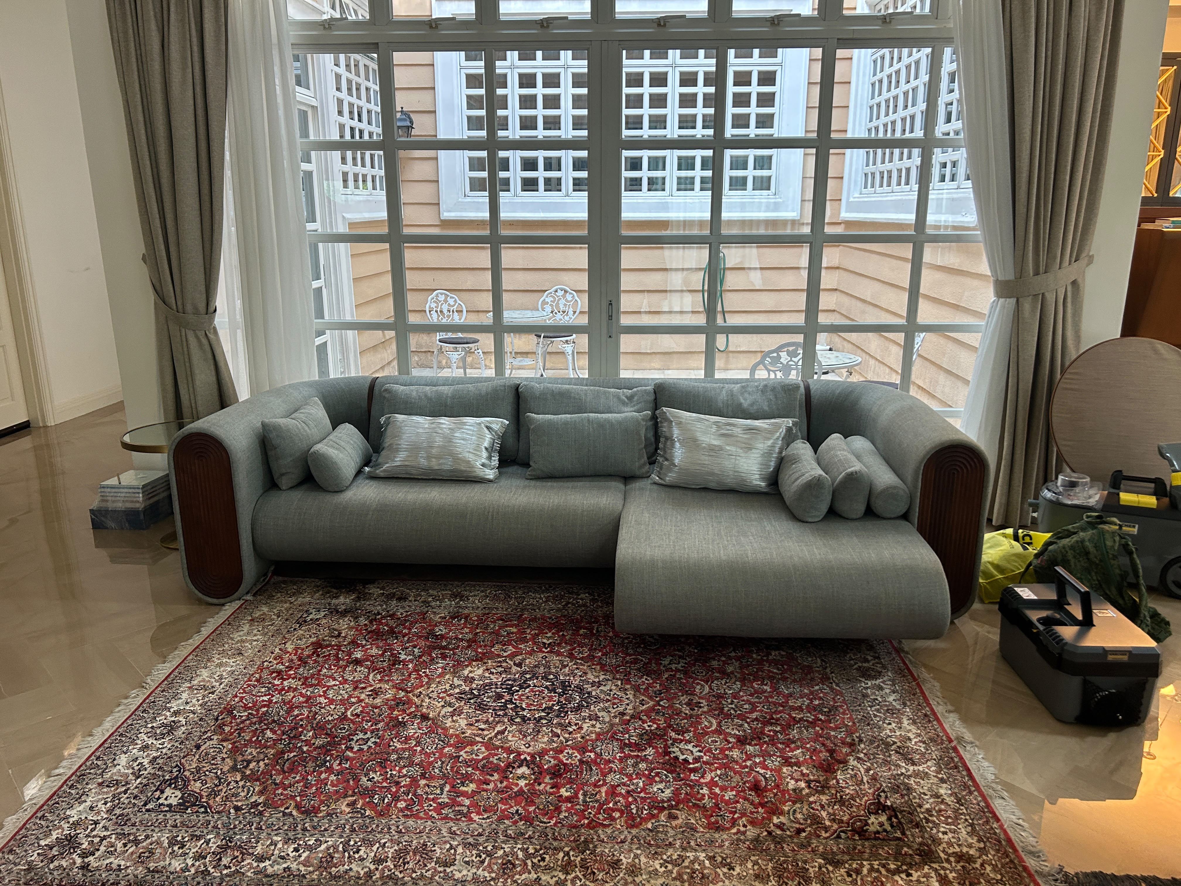 L-shaped sofa before