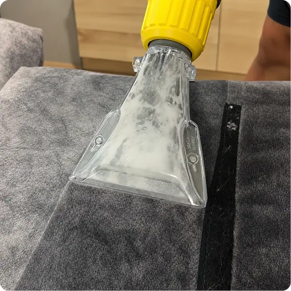 Cleaning of a sofa cushion. 