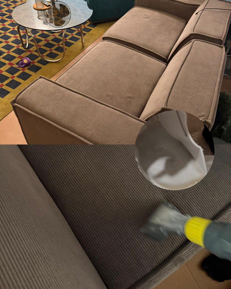 sofa before, during and after
