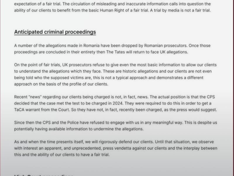 UK Lawyer statement.