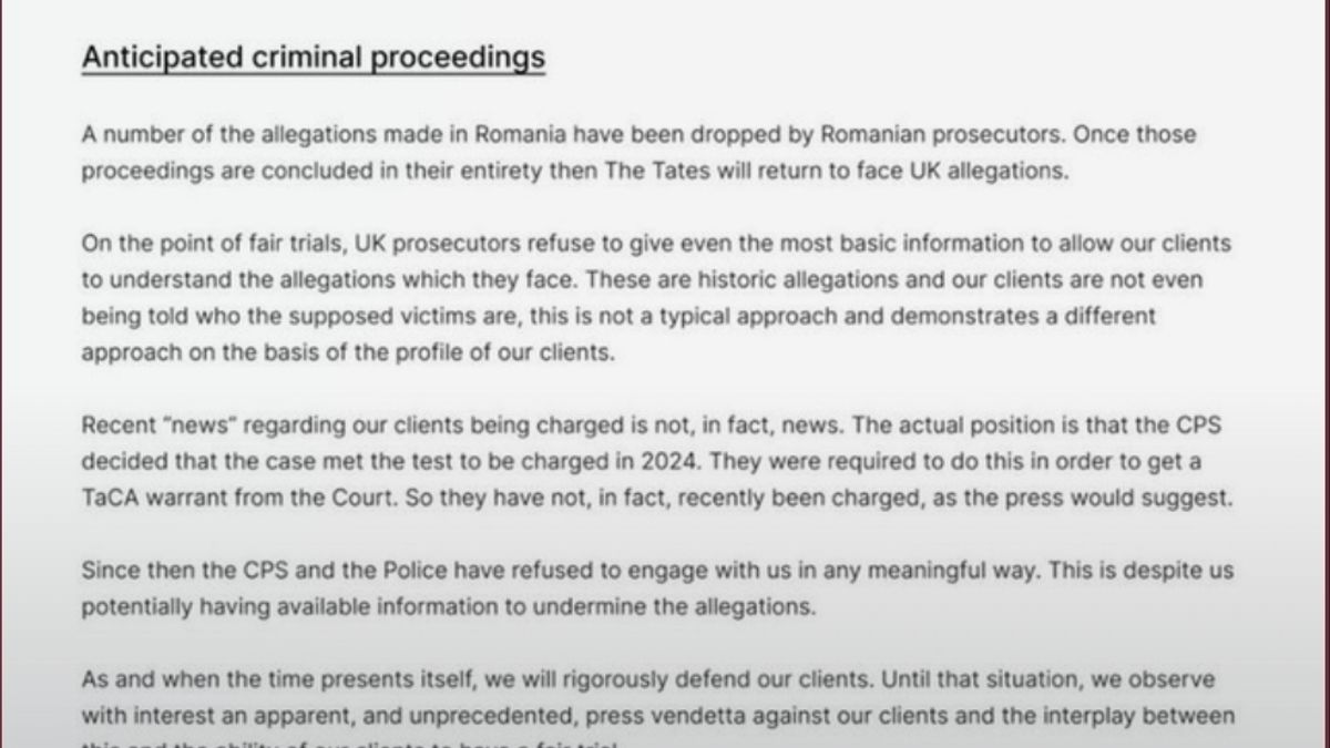 UK Lawyer statement.