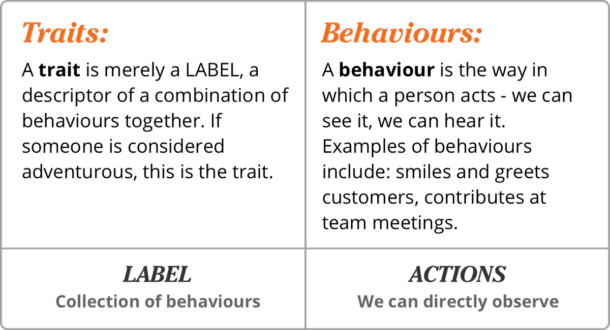 Trait definition and behaviours description