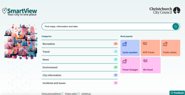 Screenshot of the Smart View Christchurch home page