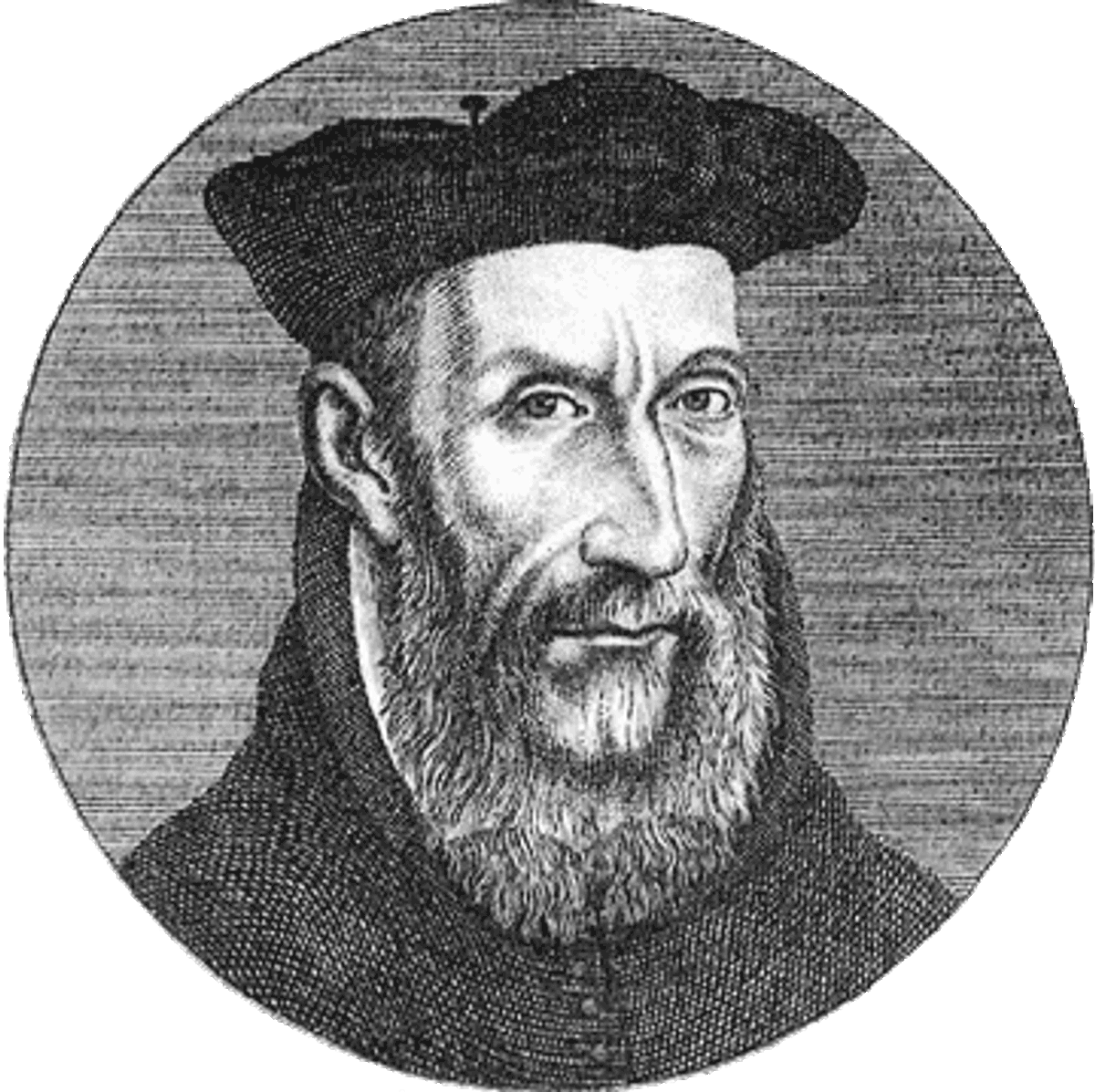Black and white portrait of Nostradamus