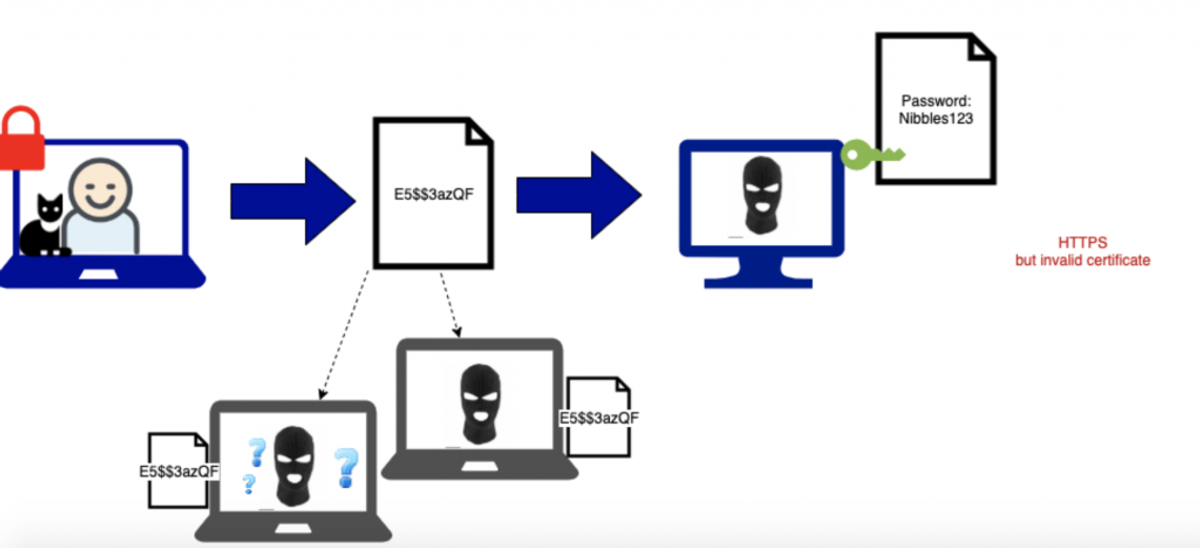 User login diagram showing hackers stealing info