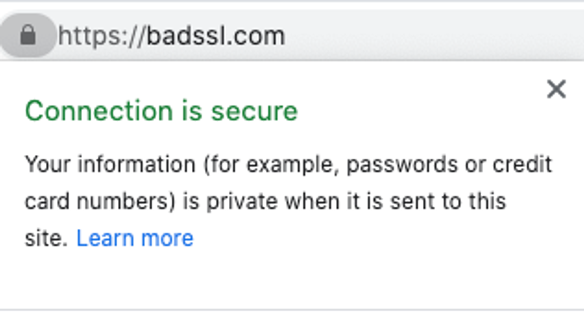 A web browser search bar with with a message underneath