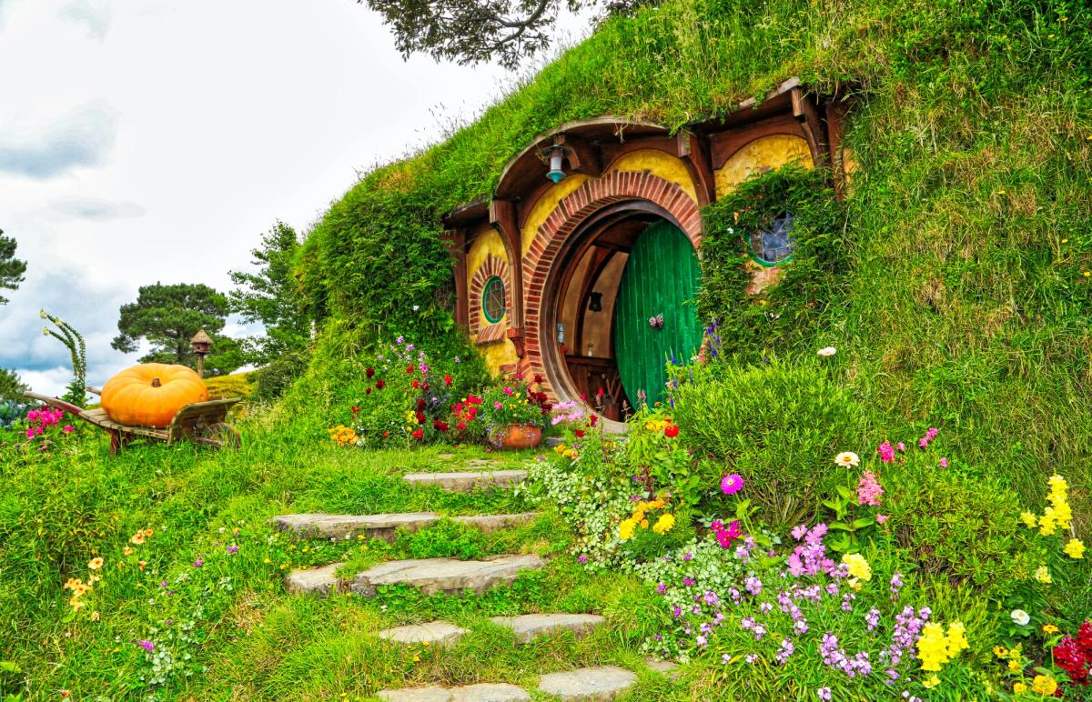Bilbo's front door and garden path in The Shire
