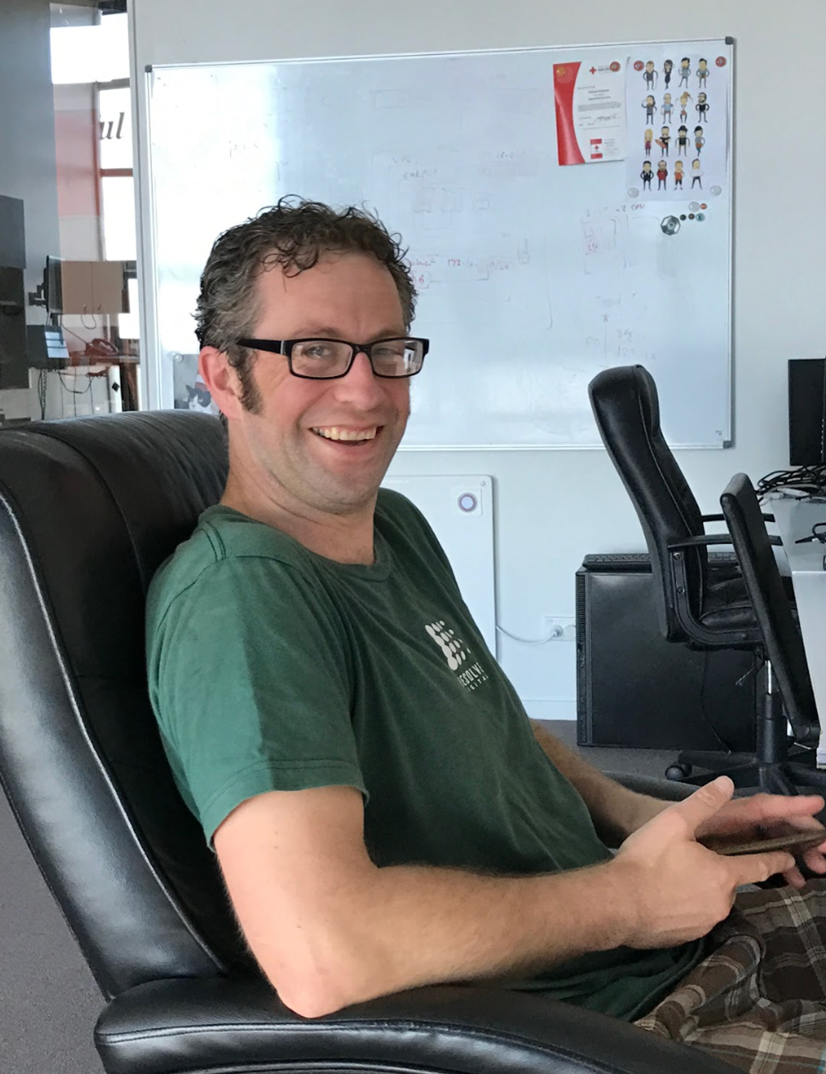 Mark at his desk