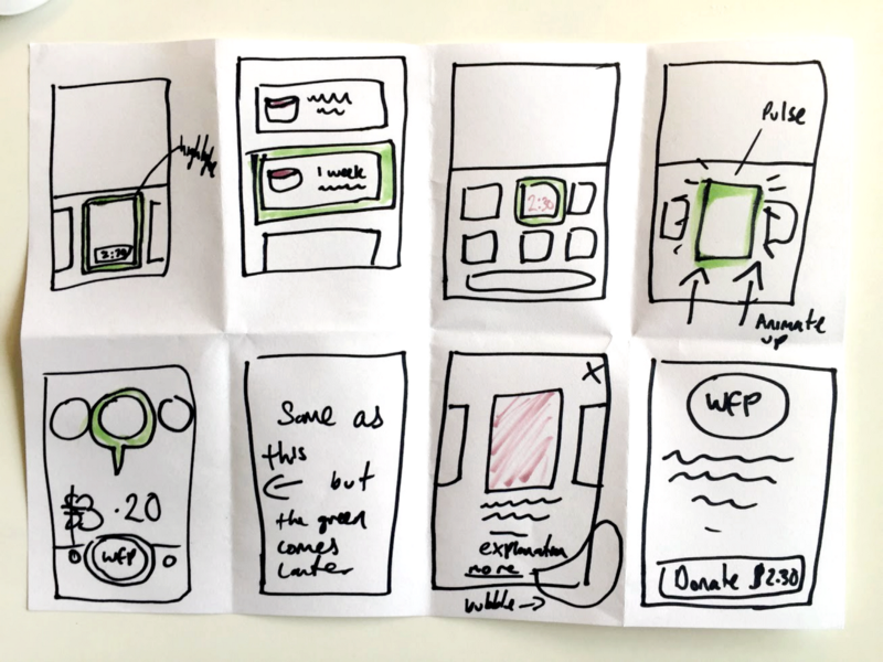 Paper folded into 8 sketches of ideas