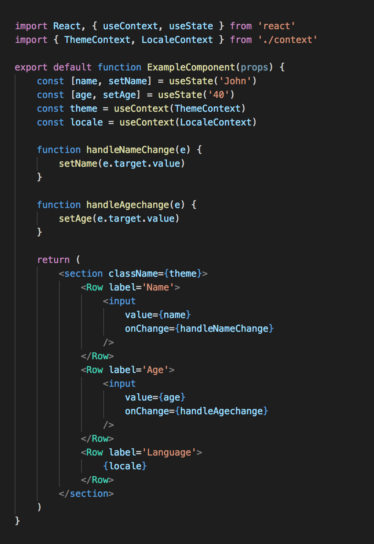 Screenshot of code