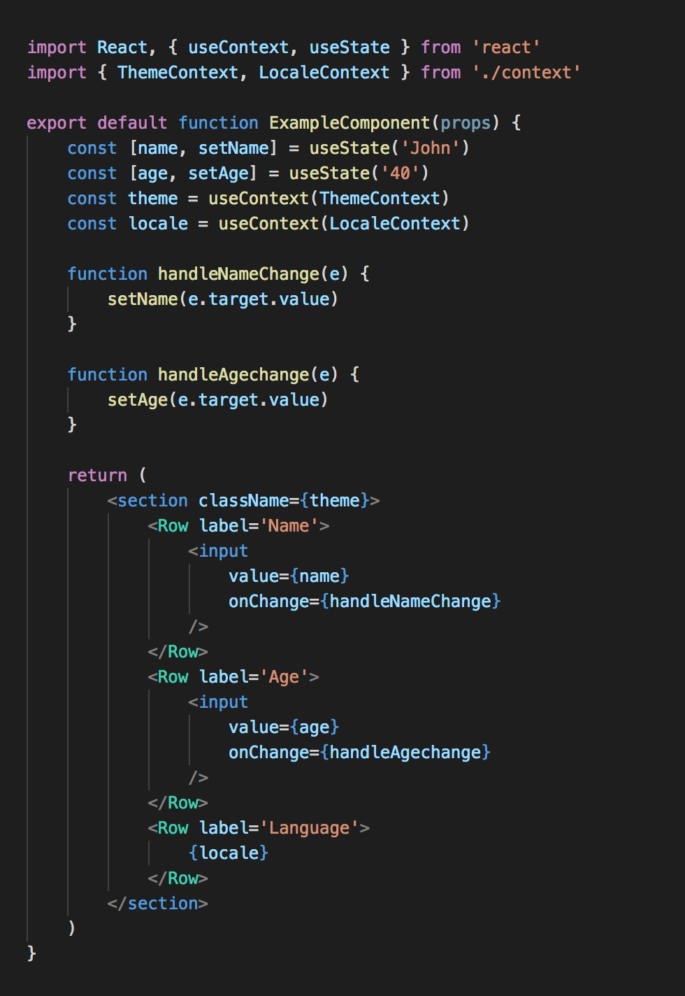 Screenshot of code