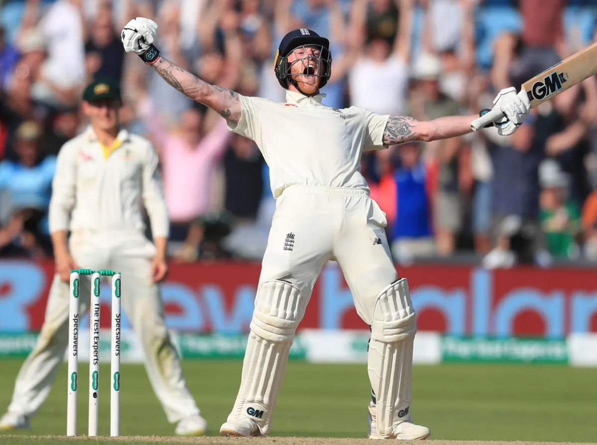 Ben Stokes celebrating in the crease