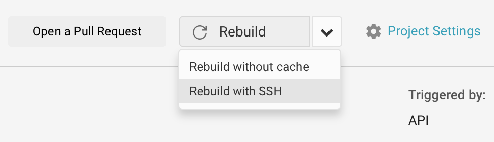 CircleCI dropdown with rebuild options