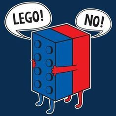 Red and blue lego blocks with faces argue