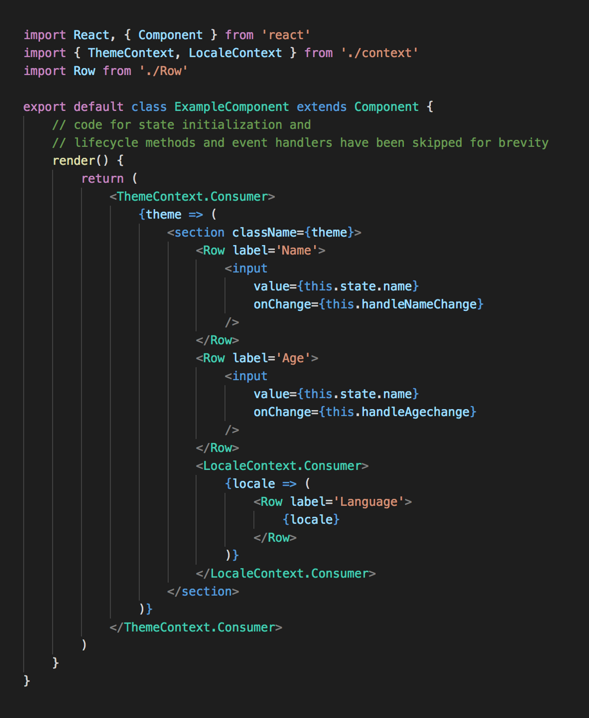 Screenshot of code