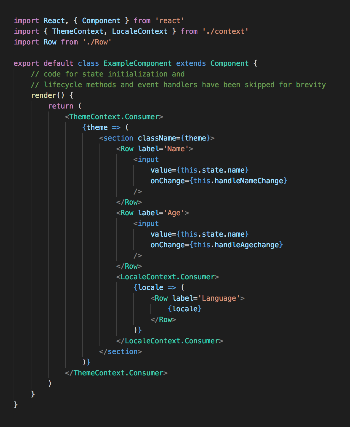 Screenshot of code