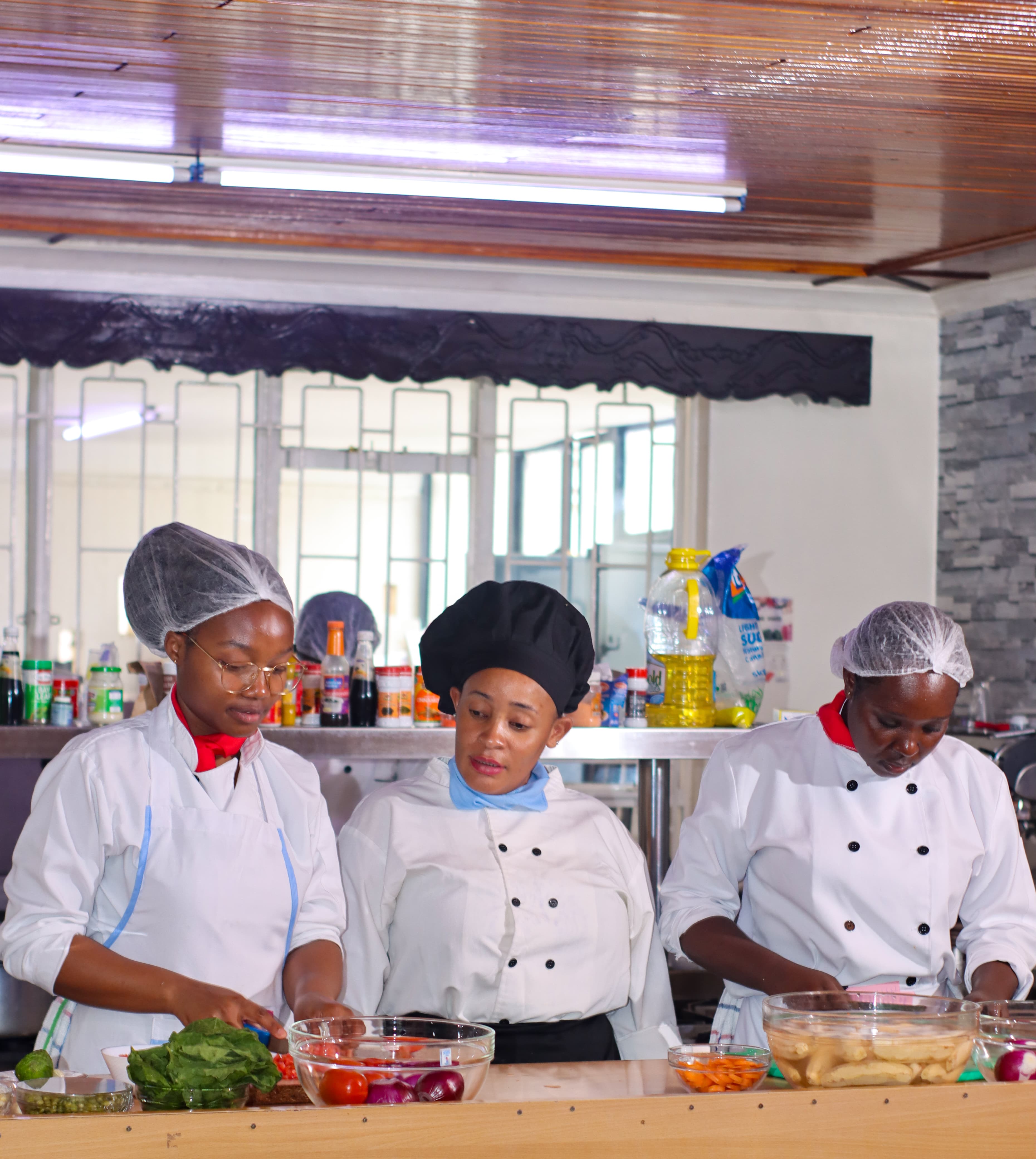 Students in a Modern practical kitchen
