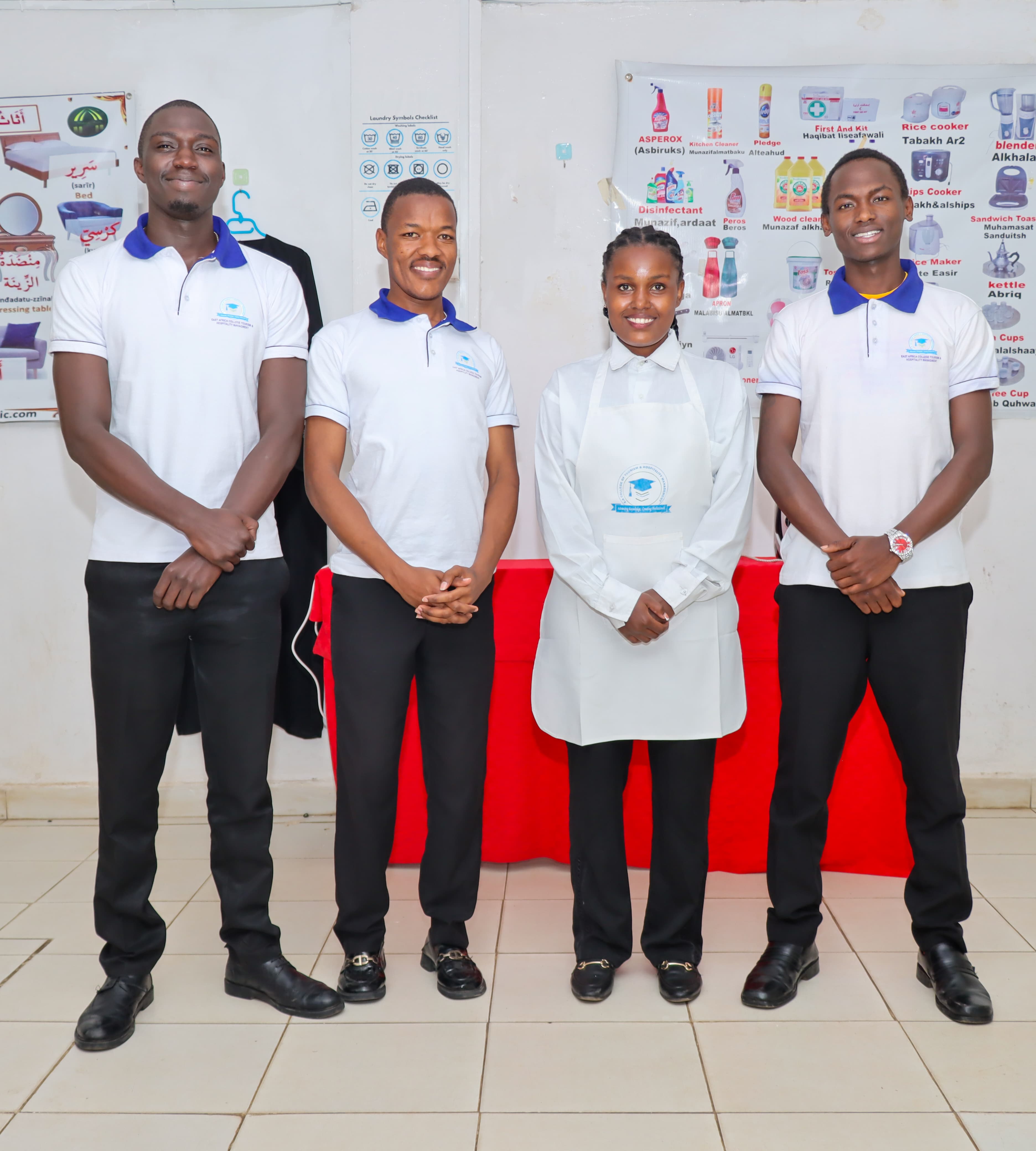 Students in Laundry section