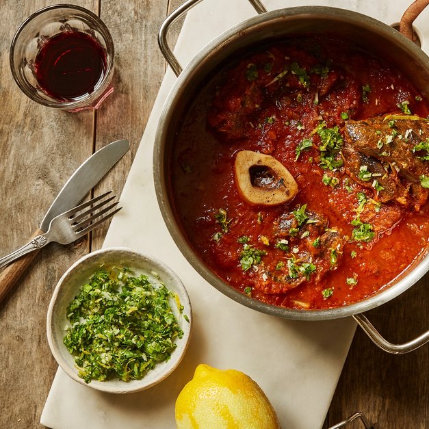 Ossobucco med gremolata – bresert kalveskank