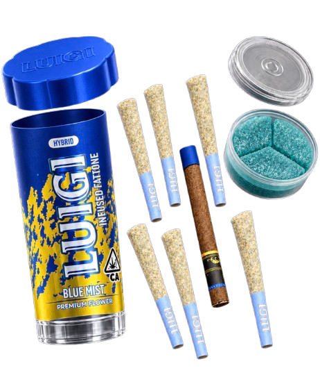 Luigi 6 Prerolls + Blunt + 6 Gummies