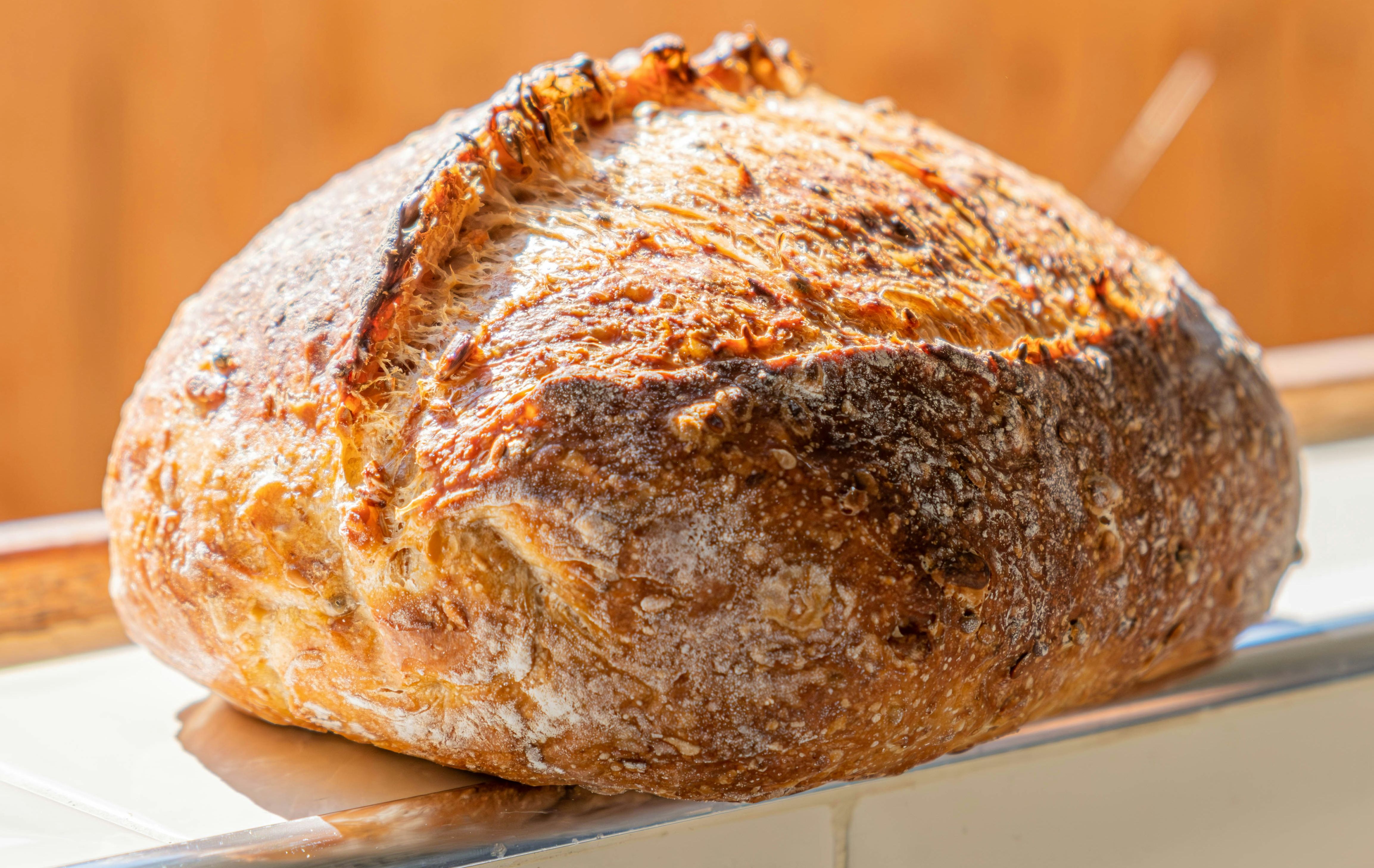 Crusty artisan sourdough made with a wild starter.