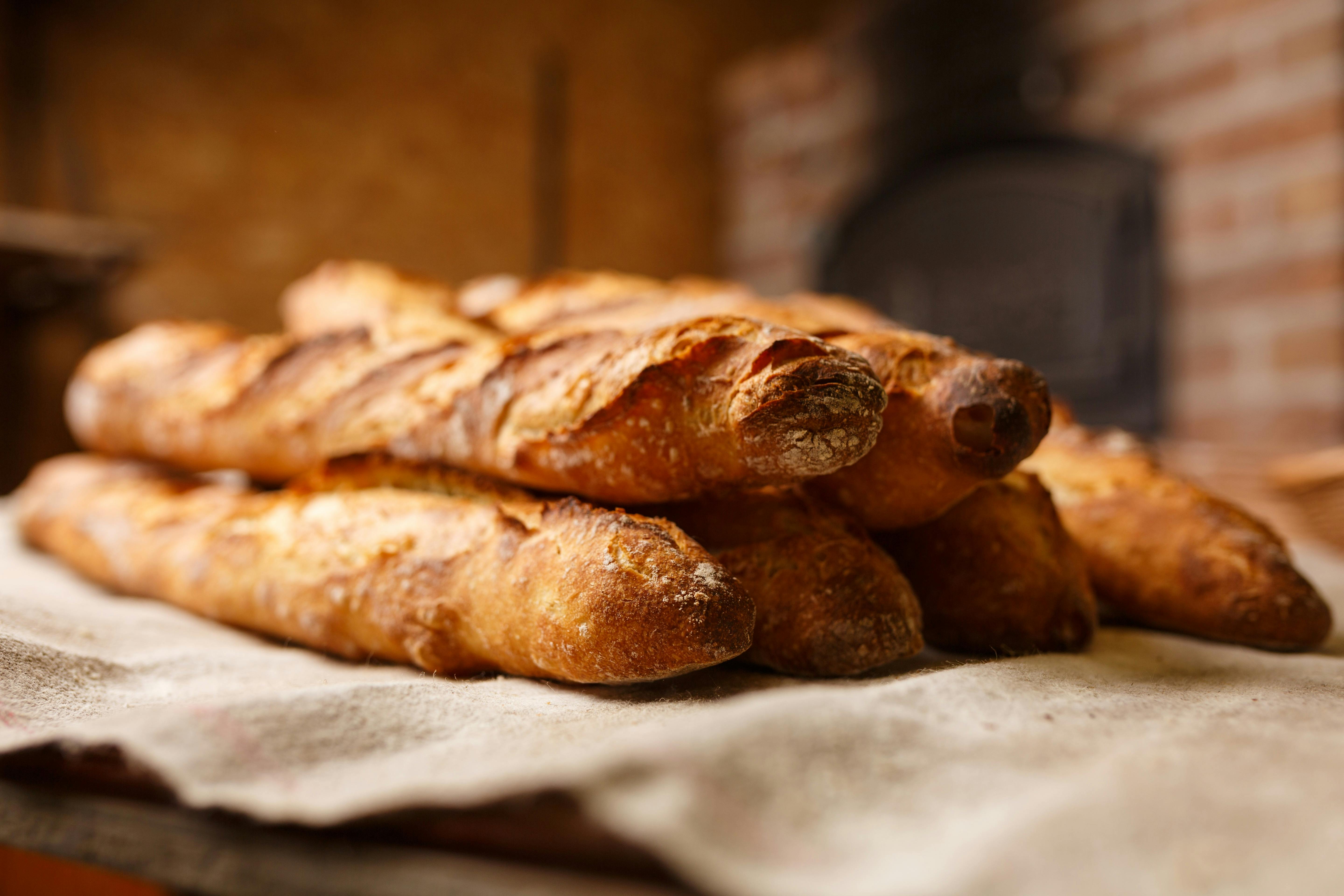 Classic French baguette with a crisp golden crust.
