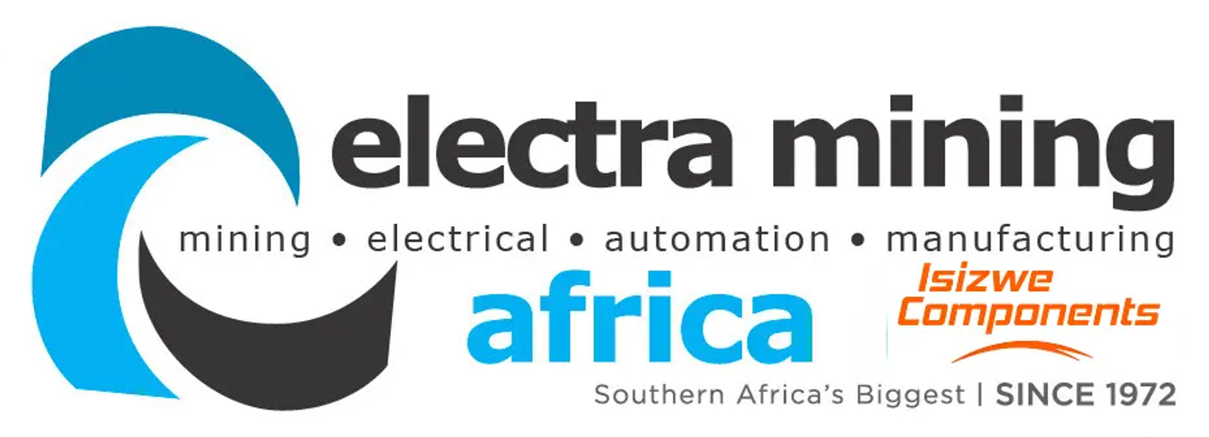 a blue and black logo for electra mining africa