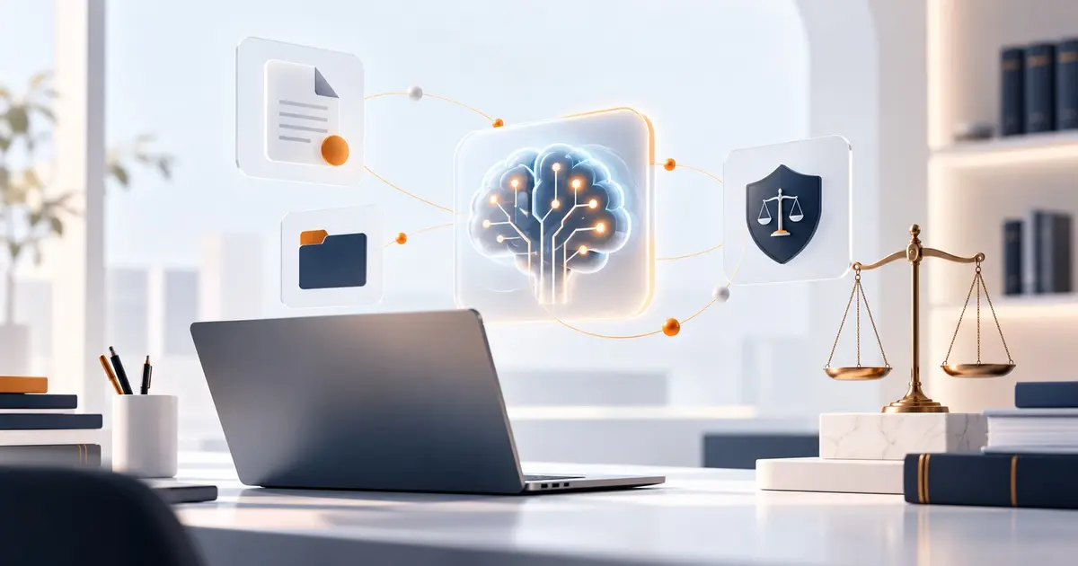 Avocat utilisant l'intelligence artificielle sur son ordinateur dans son cabinet