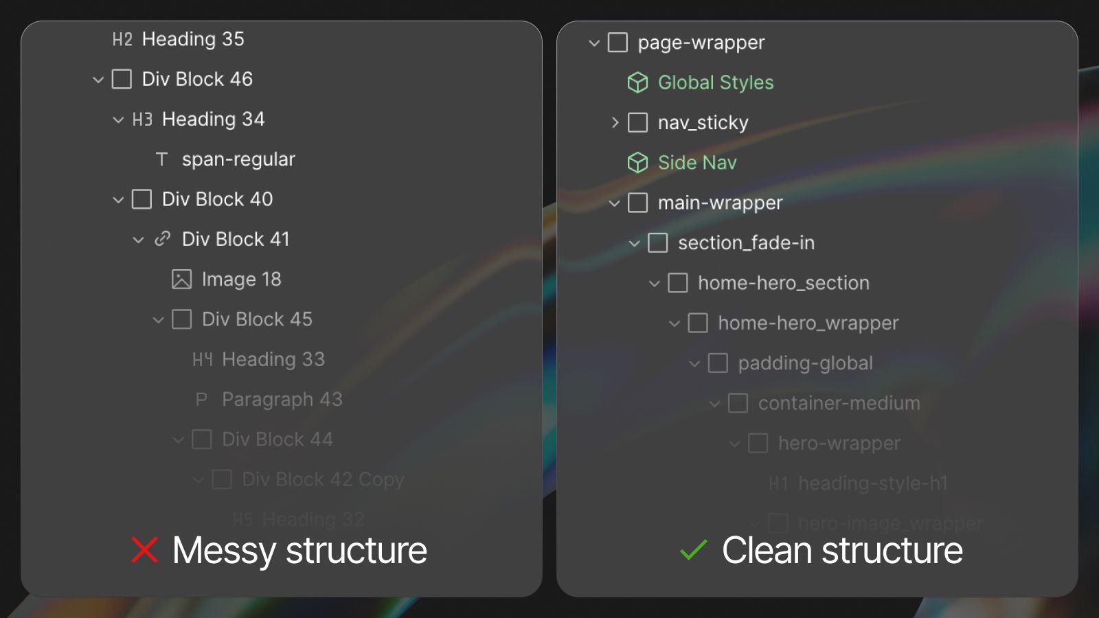 What makes a clean webflow build? Structure, classes, and Client-First