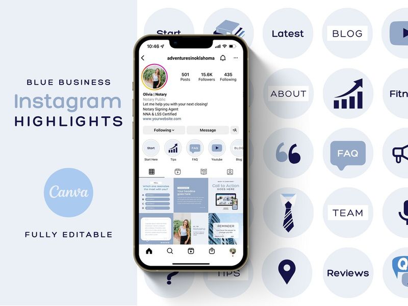 Blue Instagram Highlight Covers