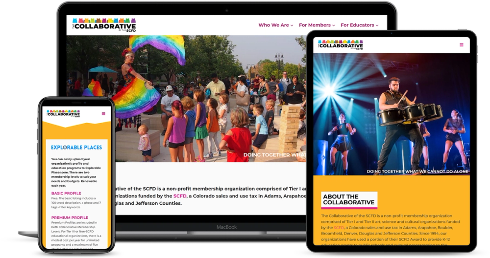 The Collaborative of the SCFD site shown responsively across laptop, tablet, and phone