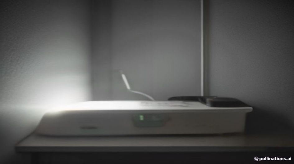 AI-generated cover: A modern smartphone clipped with a small circuit board containing multiple tiny LEDs, aimed at a typical hotel room alarm clock; the LEDs are illuminated and sweeping light across 