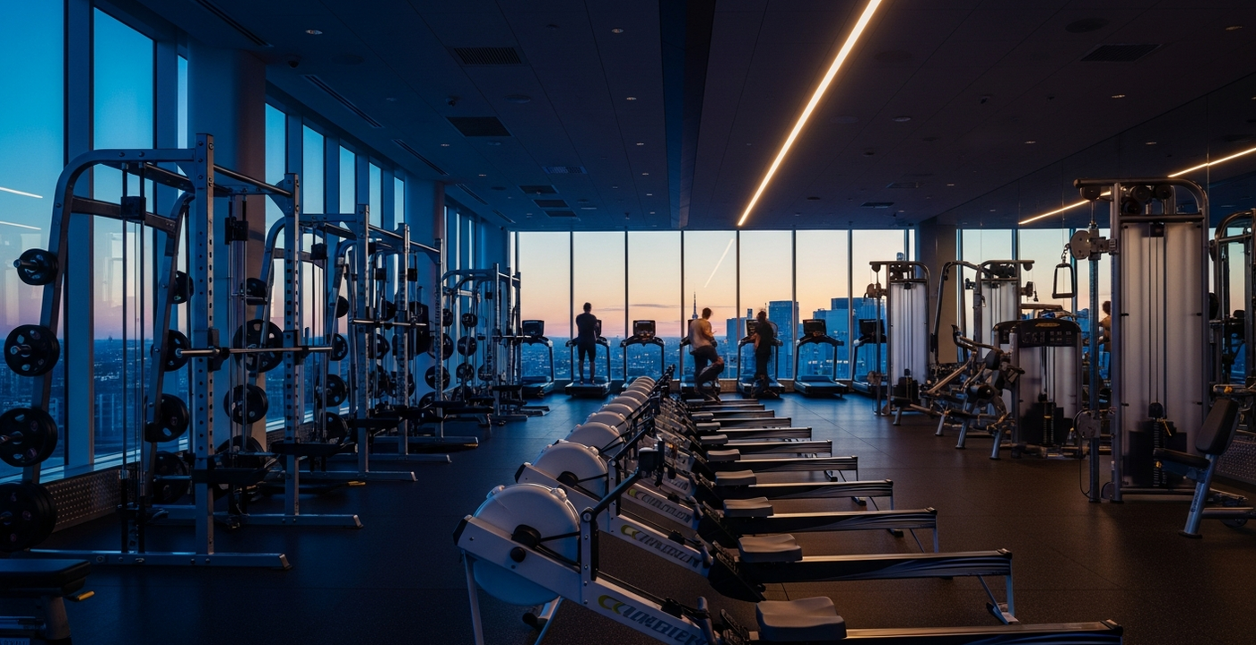 Gym floor with equipment, representing a modern fitness facility