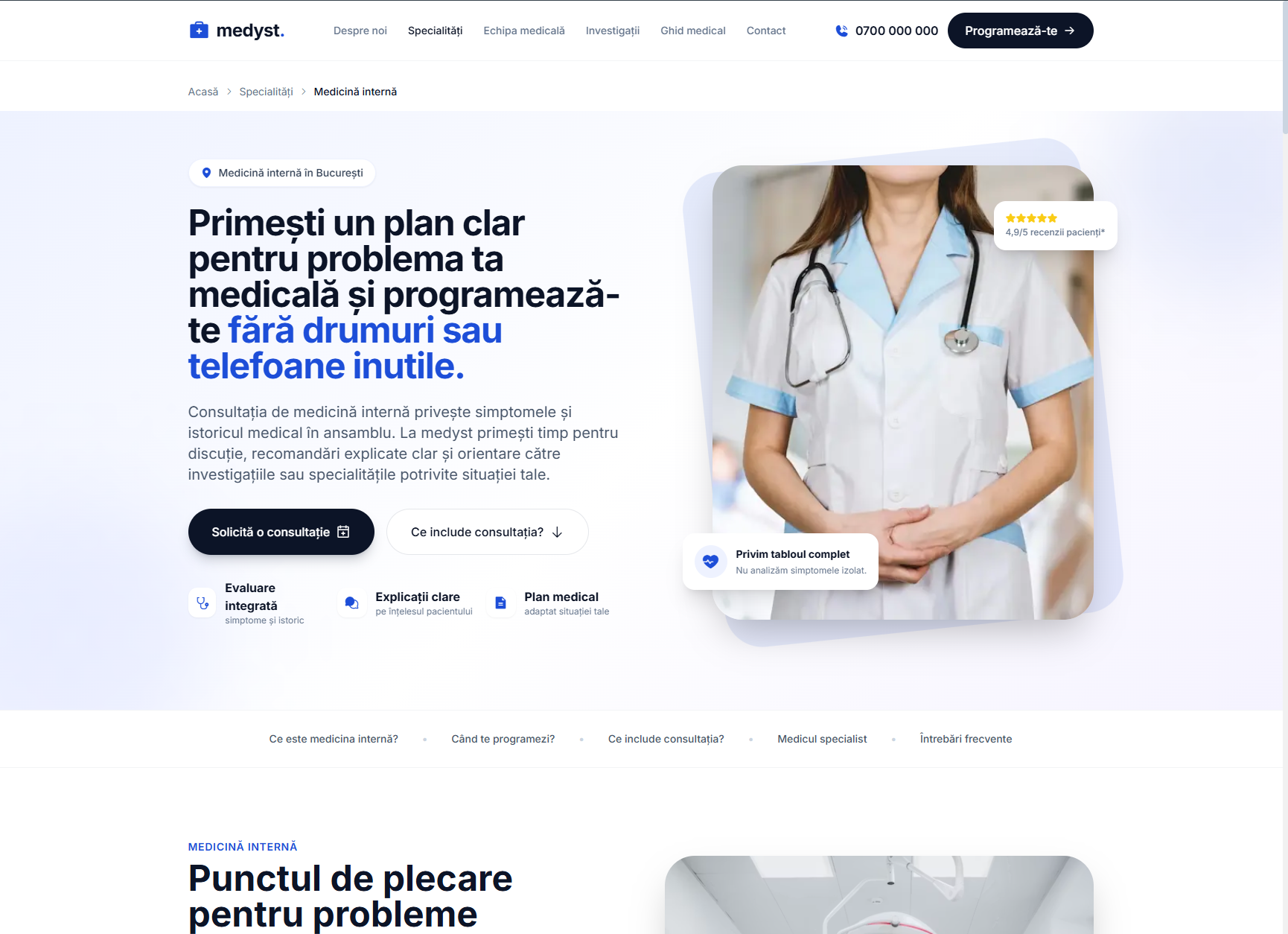 Cum arată un landing page pentu o clincă dentară cu traffic din Organic Content.