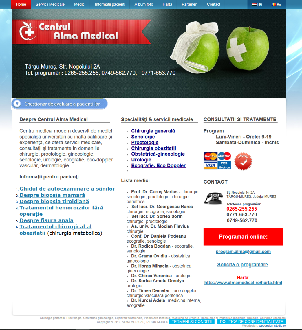Screenshot cu site-ul vechi.