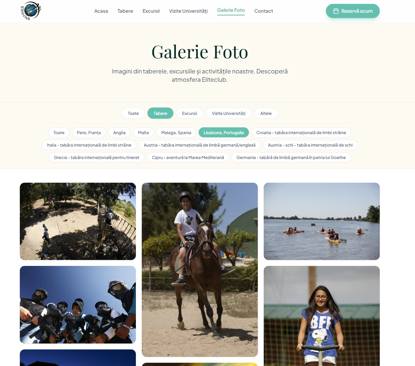 Screenshot cu pagina de galerie.