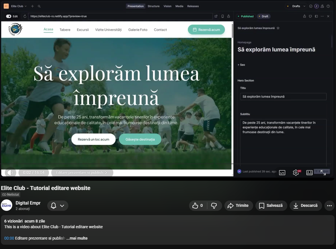 Screenshot din video tutorial.