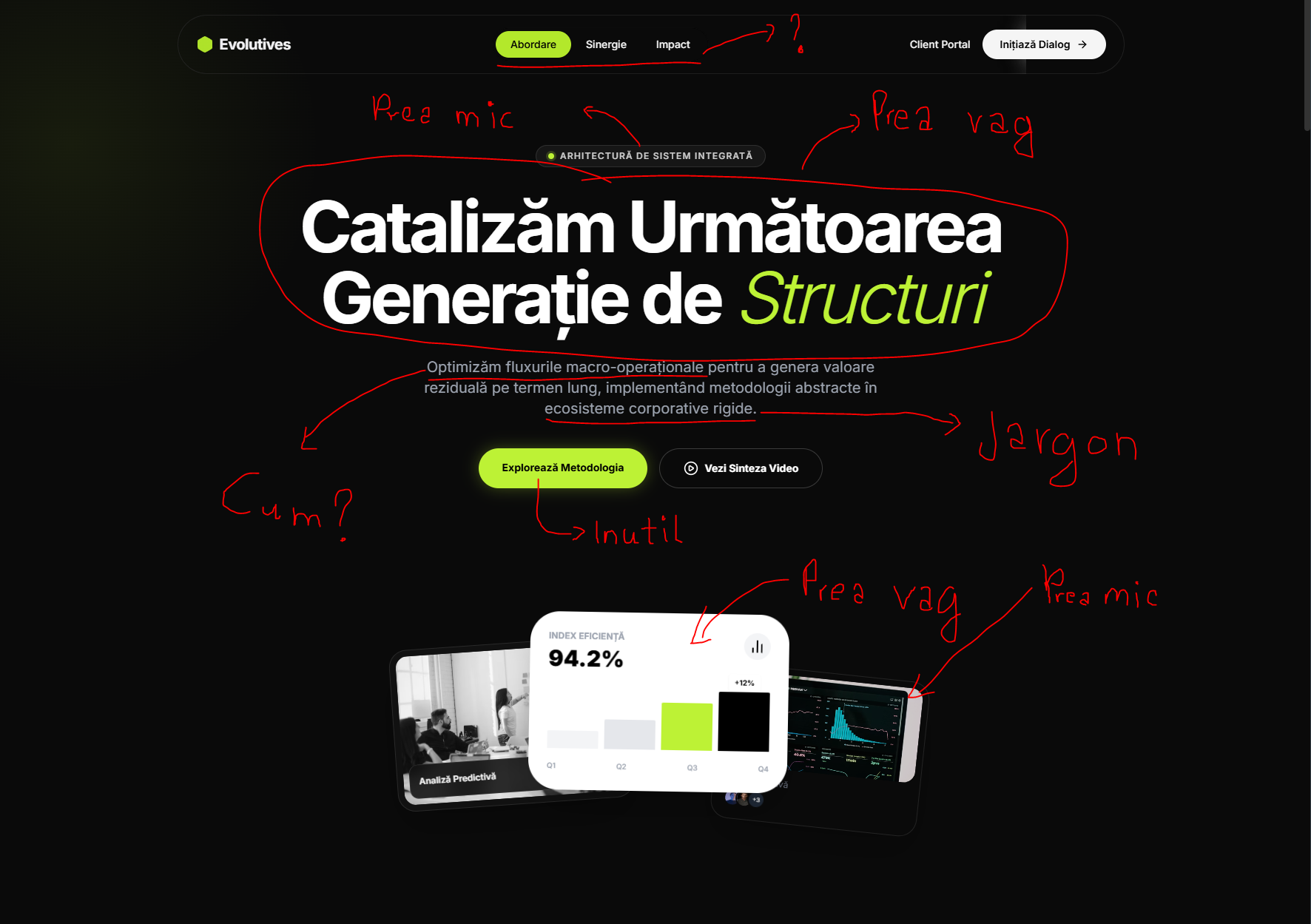 Imagine cu un landing page premium cu comentarii
