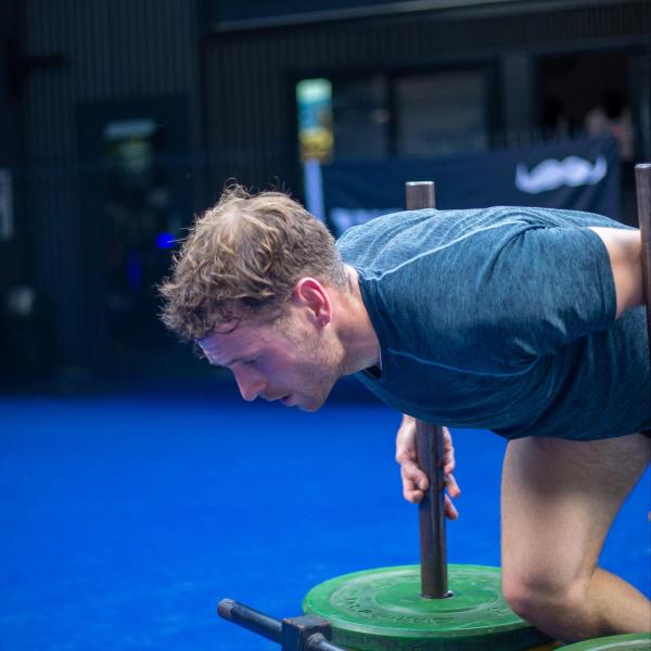 sled push at the hyrox event