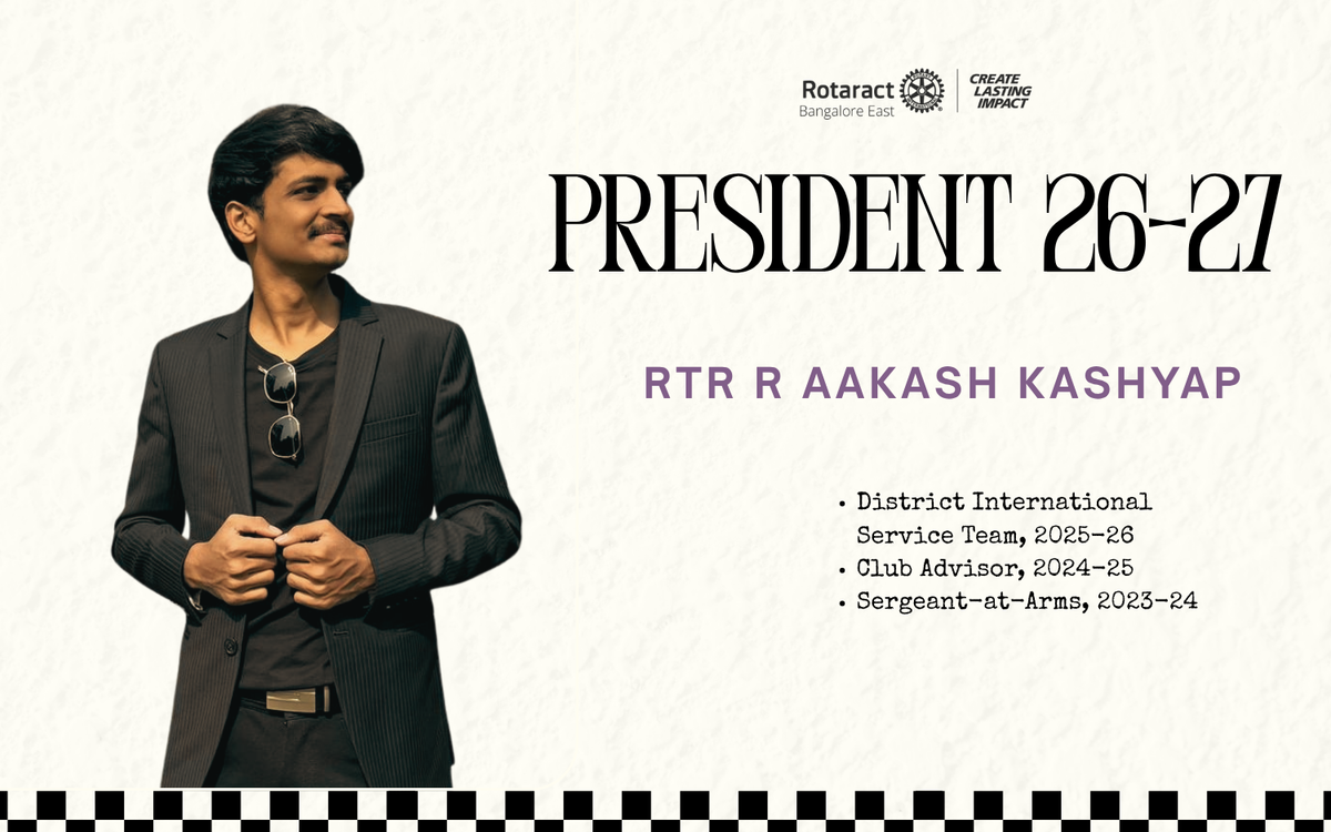 Rtr. R Aakash Kashyap, President | RY 2026 – 2027