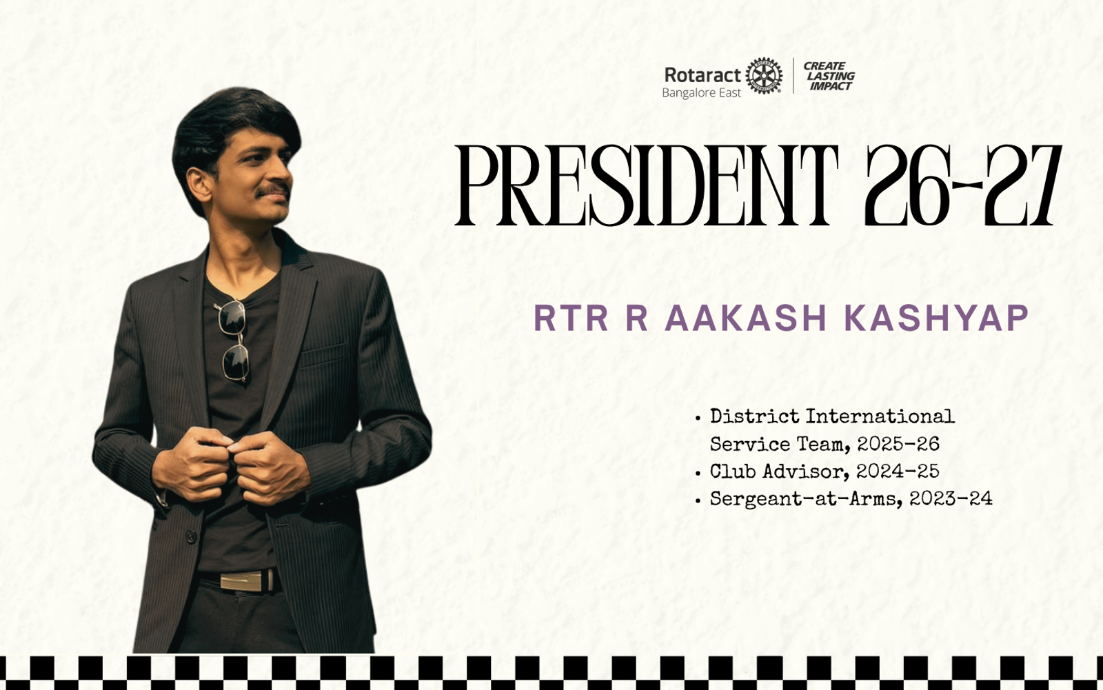 Rtr. R Aakash Kashyap, President | RY 2026 – 2027
