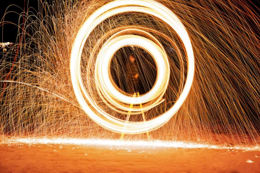 a light show in motion shaped as a circle