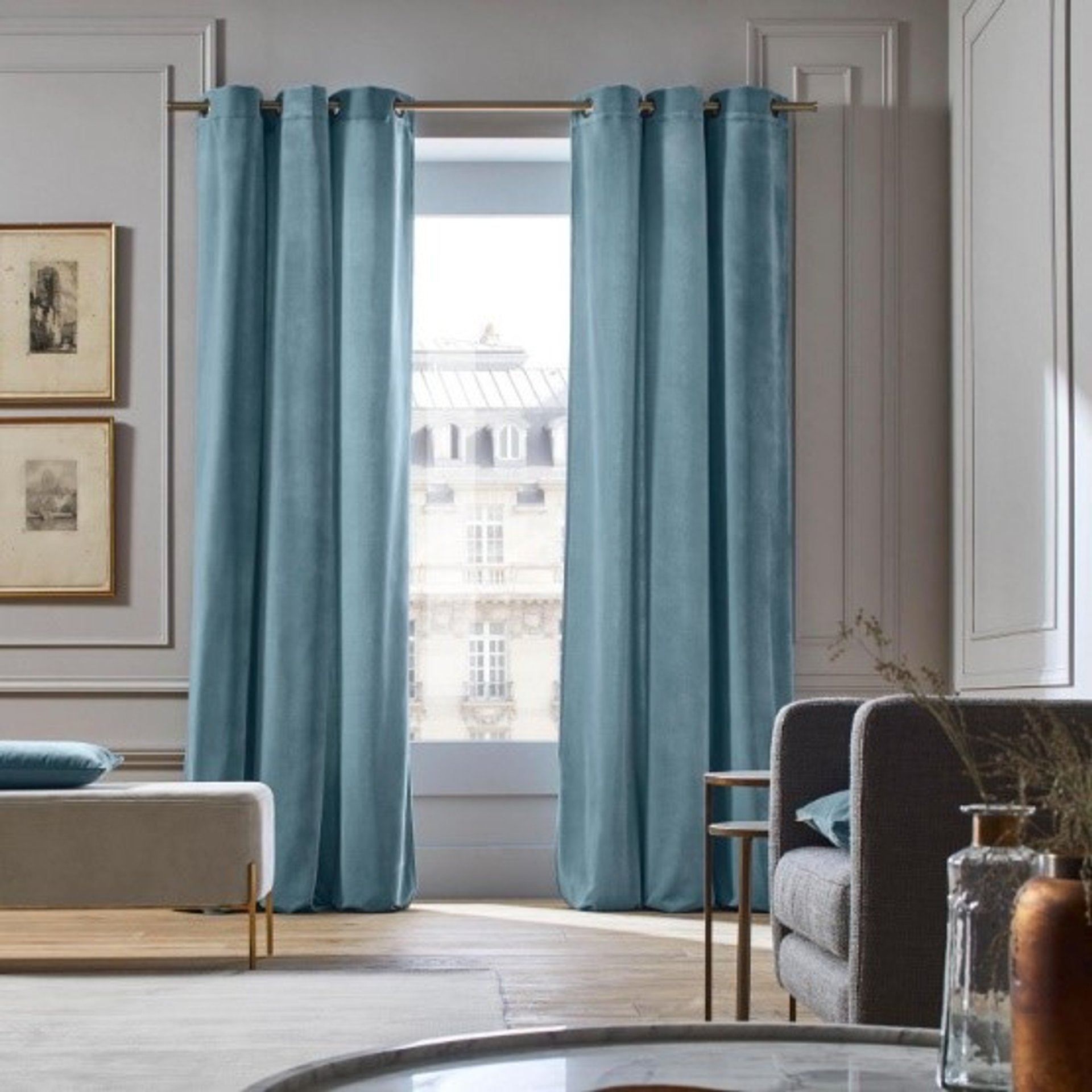 Baby Blue Velvet Curtain
