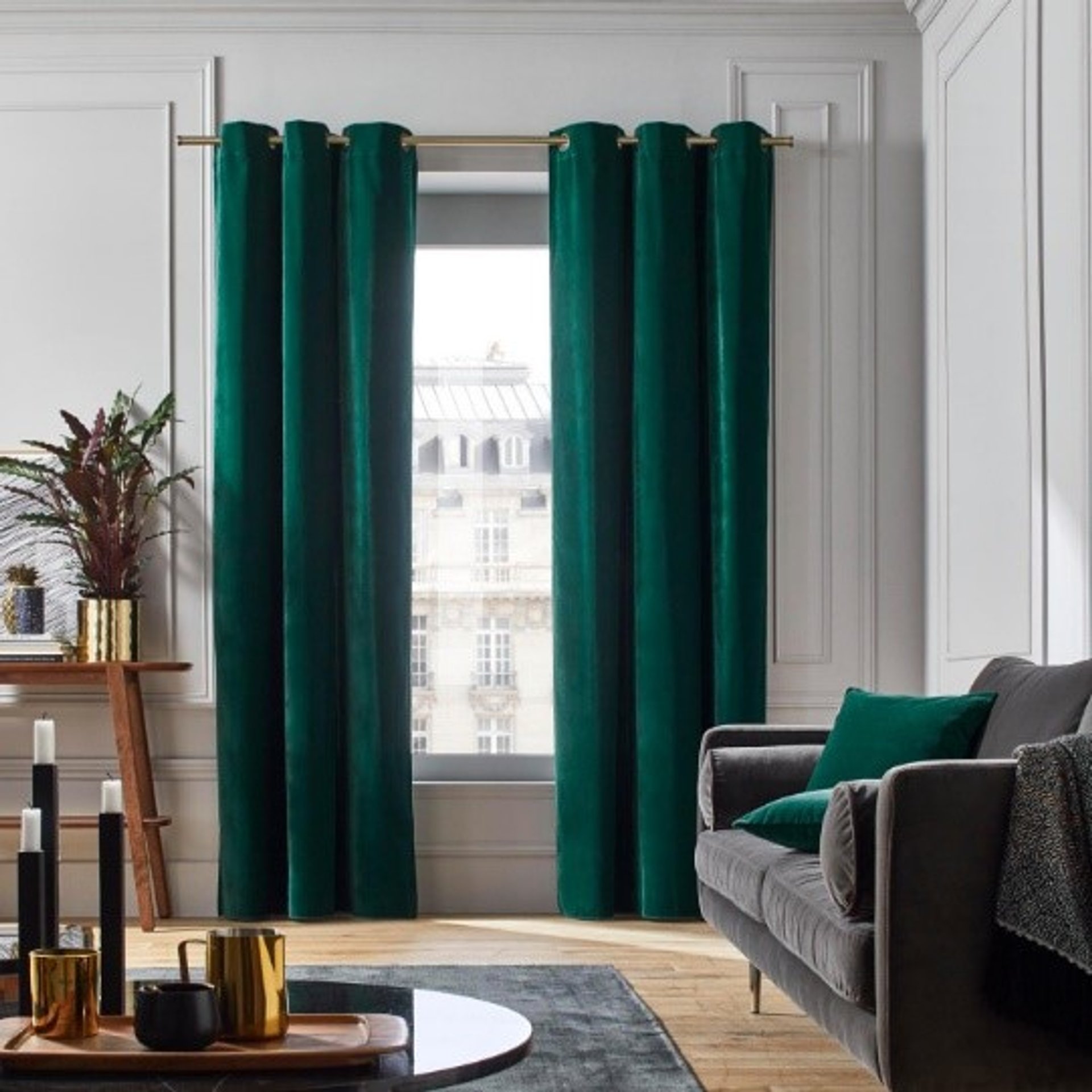 Bright Green Velvet Curtain