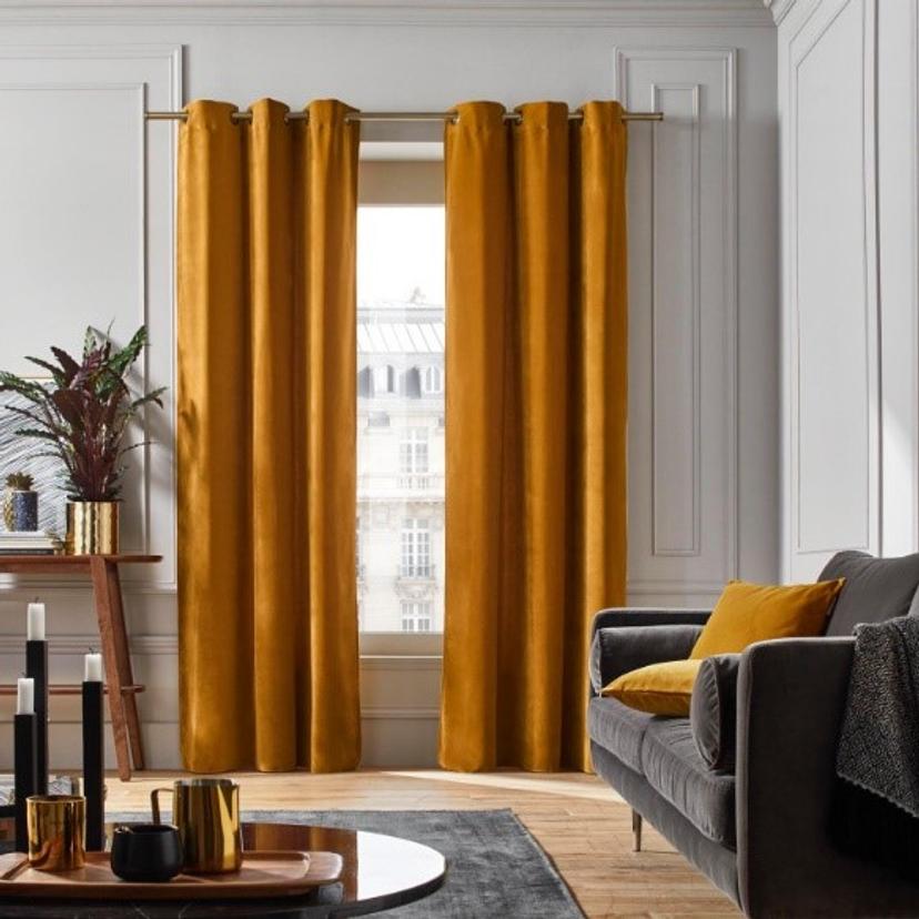 Mustard Velvet Curtain — image 1 of 2