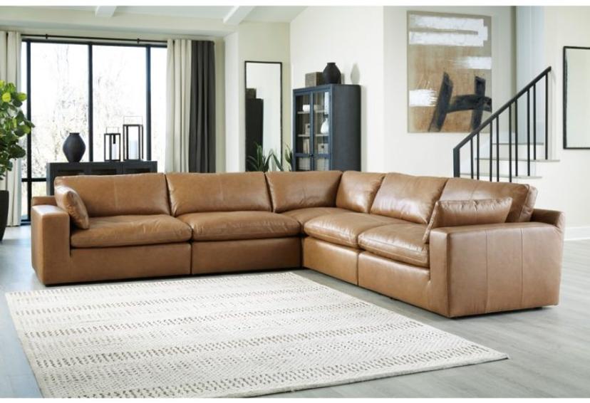 Cova tan leather sofa — image 4 of 4