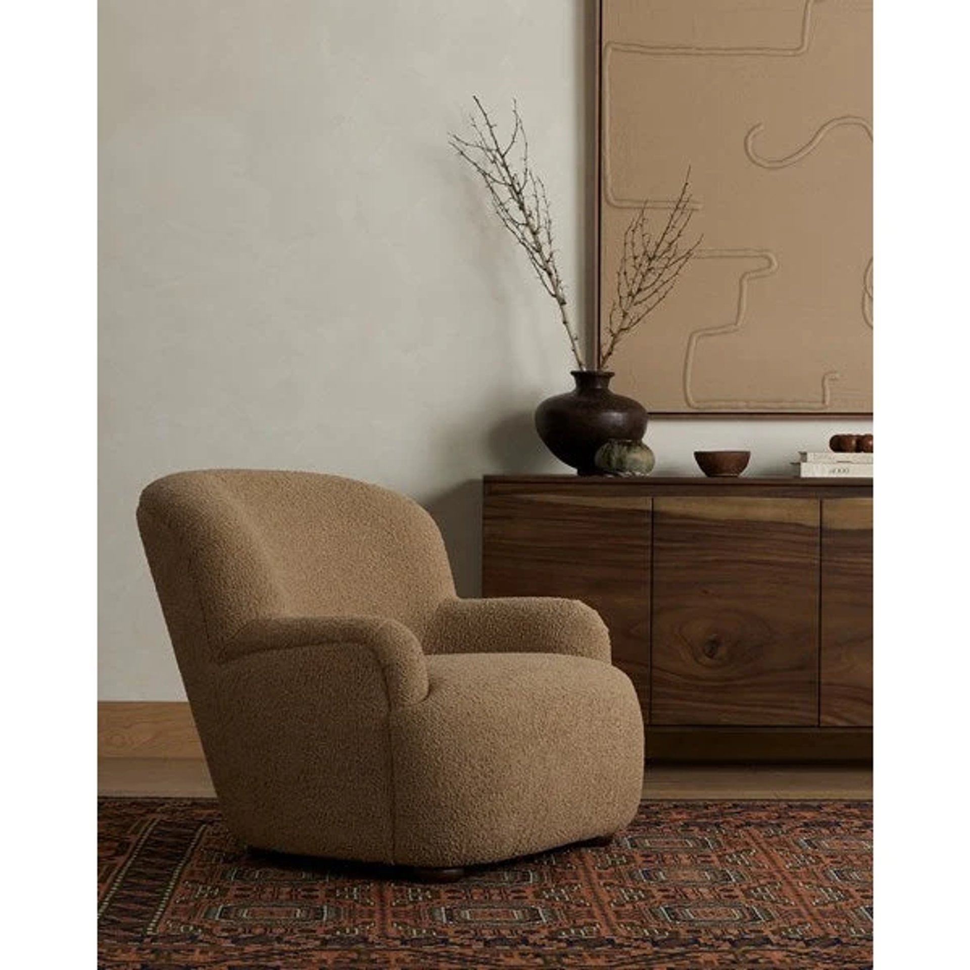 Bomu brown boucle armchair