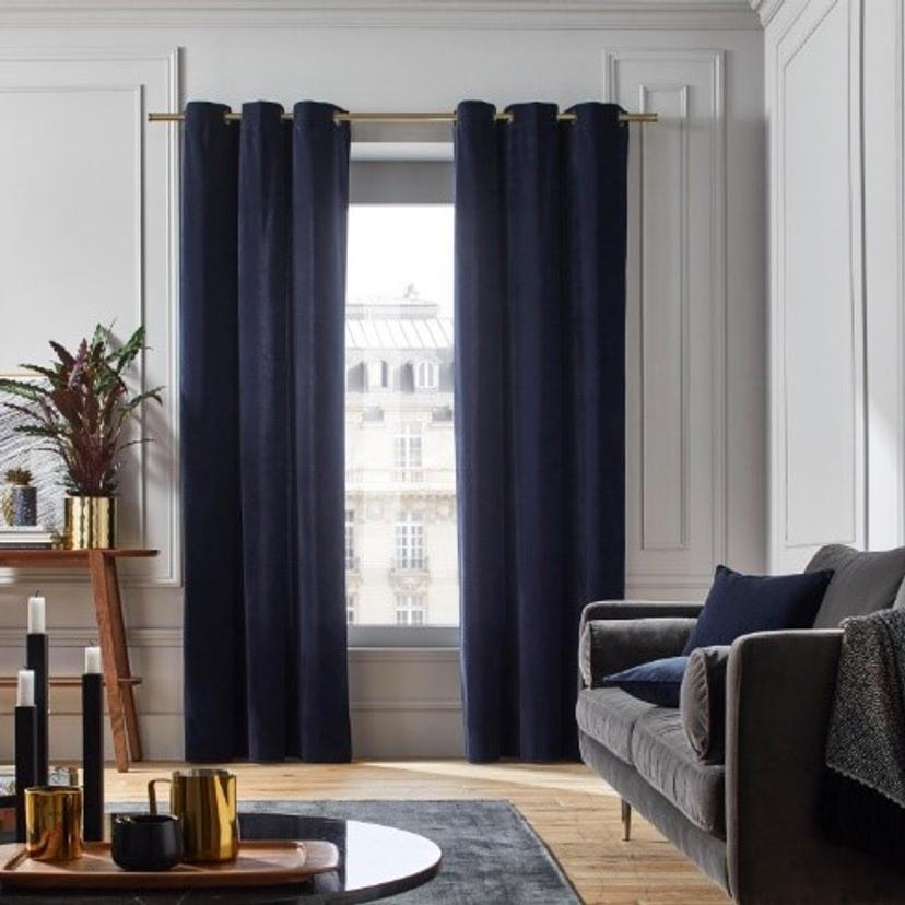 Navy Blue Velvet Curtain — image 1 of 2