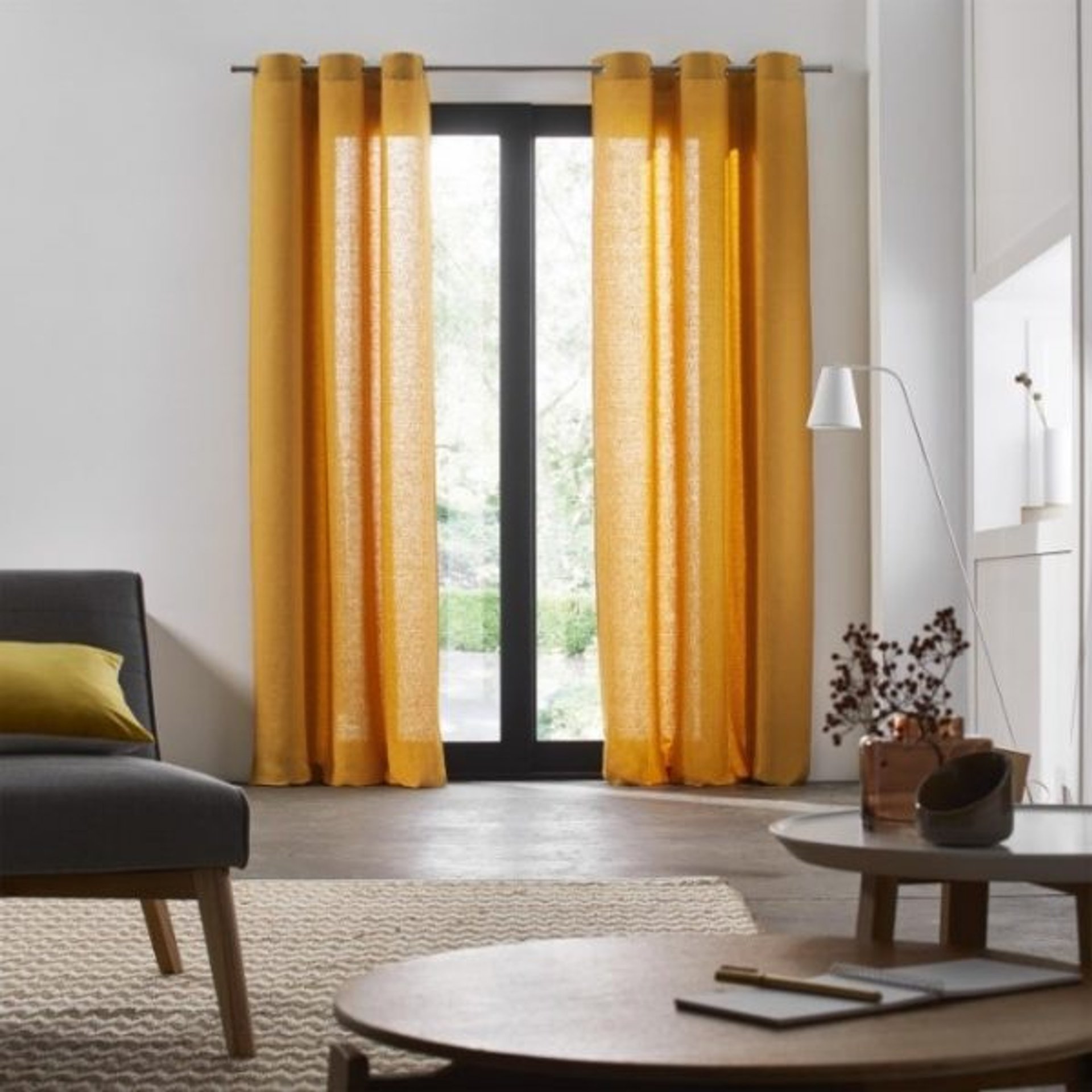 Light Mustard Linen Curtain